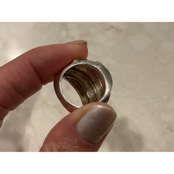 14K Gold Accent Stainless Steel Band Ring Size 6.5 Statement Jewelry - Picture 9 of 9